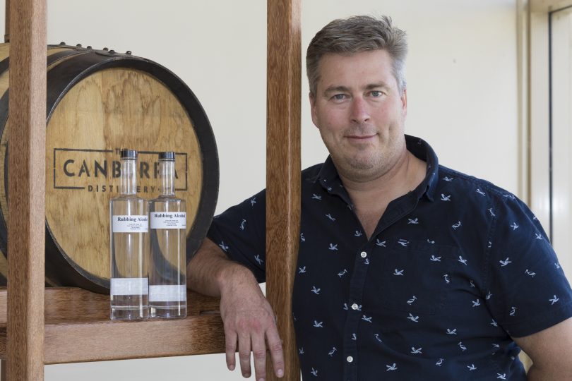 Tim Reardon of The Canberra Distillery with his rubbing alcohol