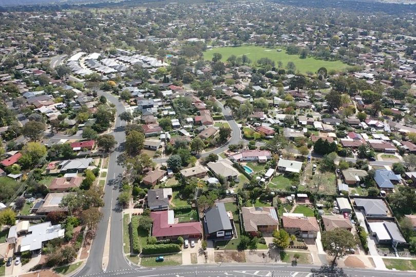 Aerial View, Drone, Weston Creek, Oval, Streets, Houses