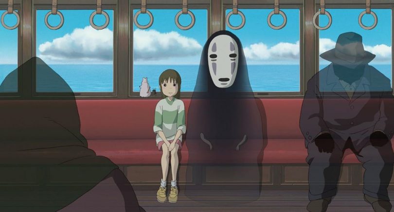 Train scene from Studio Ghibli's animated film Spirited Away.