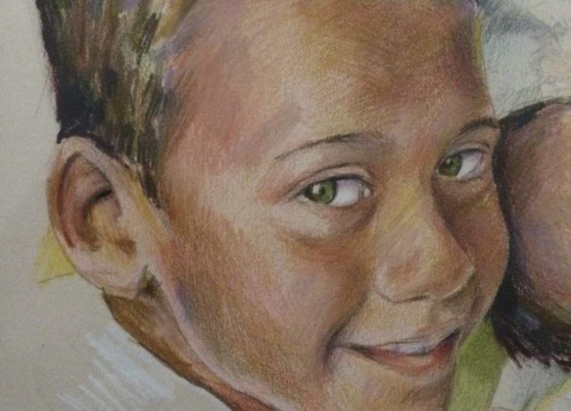 Portrait drawing of boy.