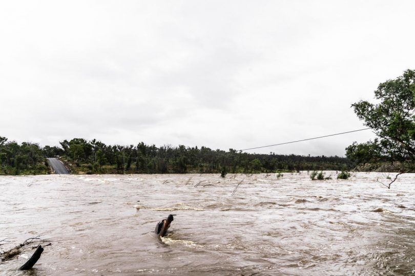 Flooded Shoalhaven River at Bombay, near Braidwood.
