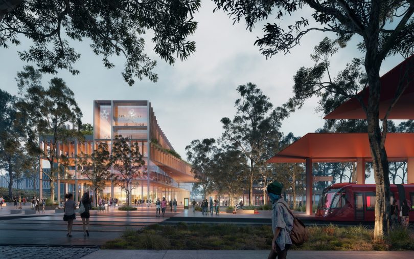 An artist's impression of the light rail station at the University of Canberra
