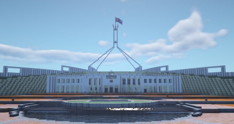 Scale model of Parliament House built in 'Minecraft'