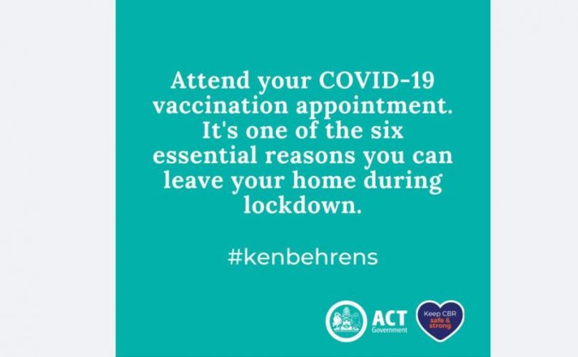 ACT Health using the Ken Behrens hashtag in the Canberra lockdown covid