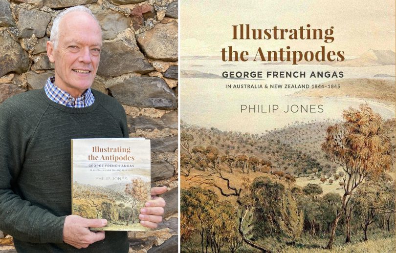 Philip Jones with his book, 'Illustrating the Antipodes'