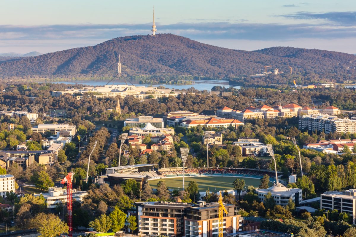 Canberra cityscape from the air