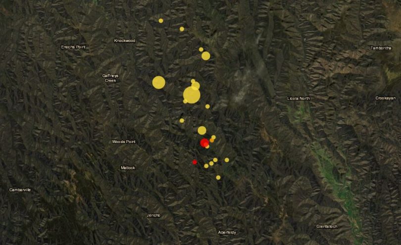 Victoria earthquake location map