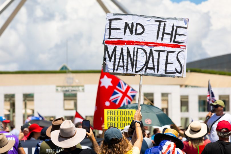 Protestors at Australian Parliament House