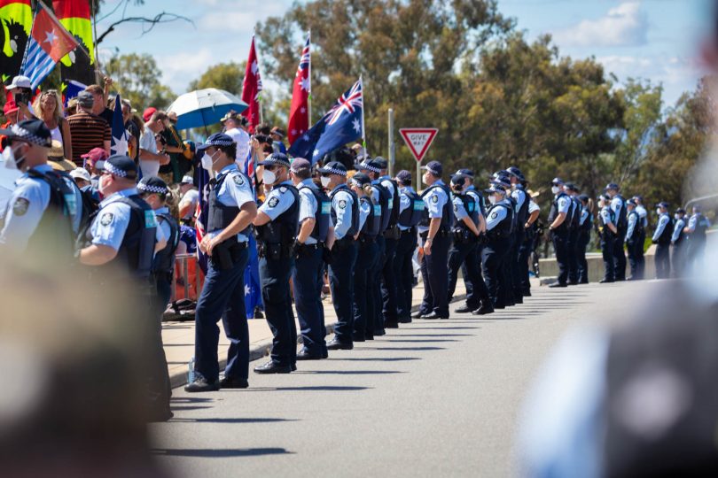 Police at the Convoy to Canberra protest