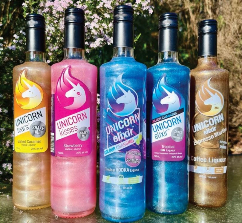Colourful vodka bottles