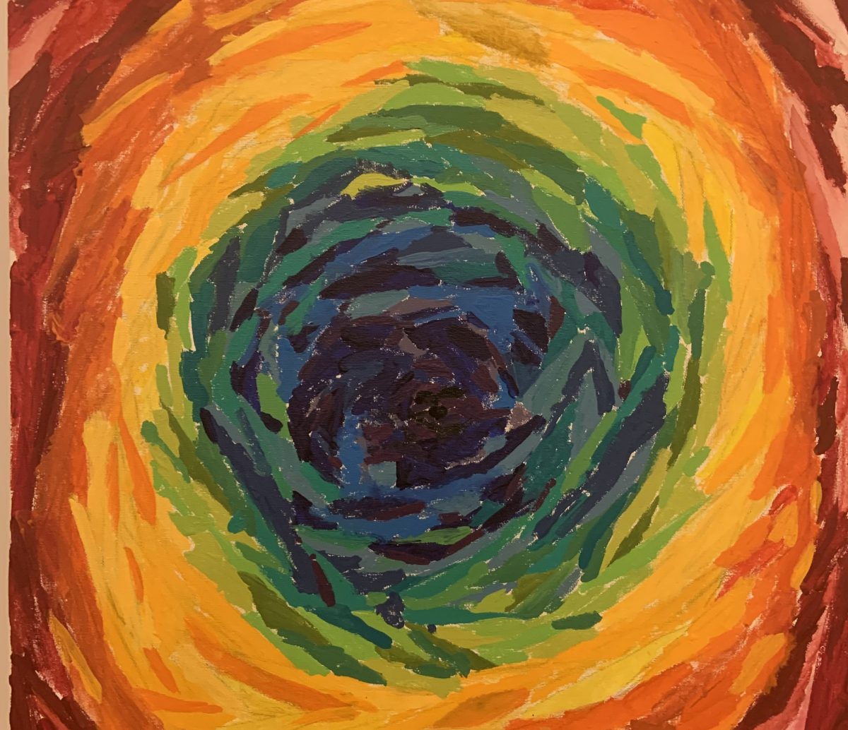colourful abstract painting of a rainbow vortex