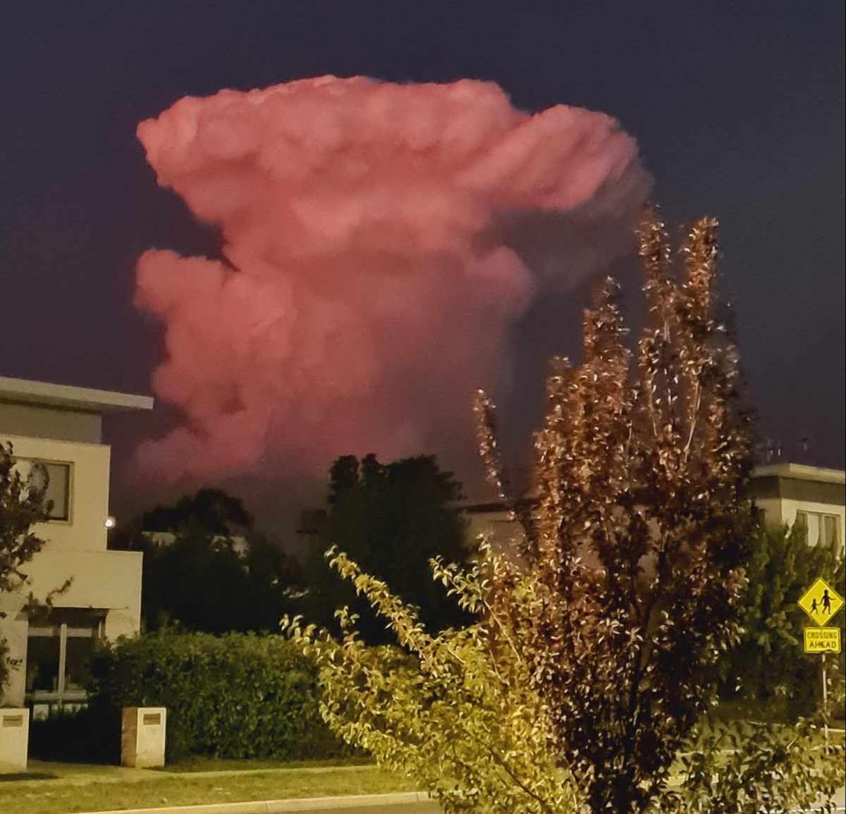 mushroom-shaped cloud over Gungahlin